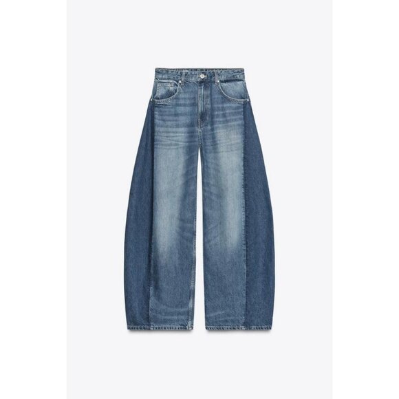 ZARA TRF OVERSIZE BALLOON HIGH-WAIST JEANS - Picture 7 of 9